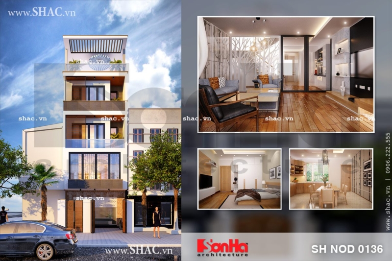 Nhà ống mặt tiền 5m rưỡi hiện đại sh nod 0136