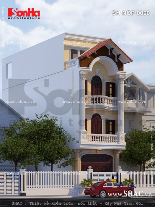 Nhà ống kiểu pháp 3 tầng rưỡi sh nop 0090