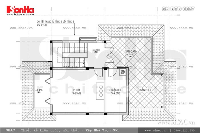 Bản vẽ mặt bằng công năng tầng 3 của biệt thự Bản vẽ mặt bằng công năng tầng 3