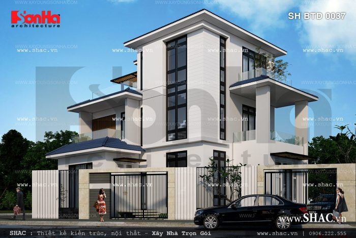 Biệt thự 3 tầng mái ngói Biệt thự 3 tầng mái ngói sh btd 0037