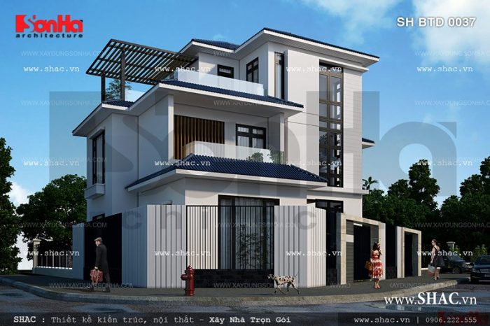 Kiến trúc biệt thự 3 tầng hiện đại Kiến trúc biệt thự 3 tầng hiện đại sh btd 0037
