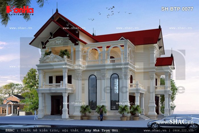Mẫu biệt thự Pháp cổ điển mái ngói sở hữu mặt tiền khang trang được yêu thích tại Lào Cai 