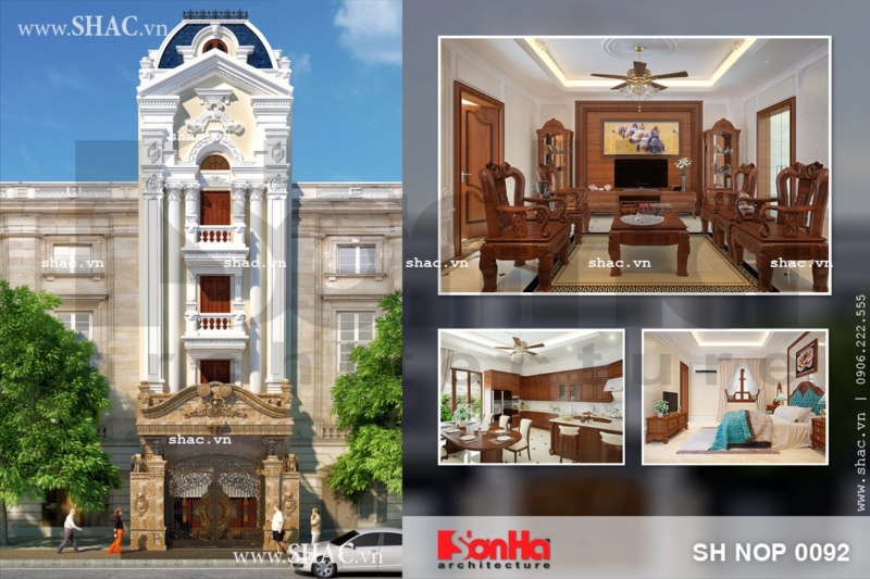 Nhà phố kiểu pháp 5 tầng nội thất đẹp sh nop 0092