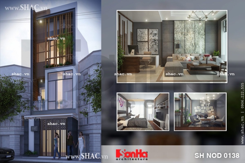 Mẫu thiết kế nhà phố mang kiến trúc hiện đại sh nod 0138