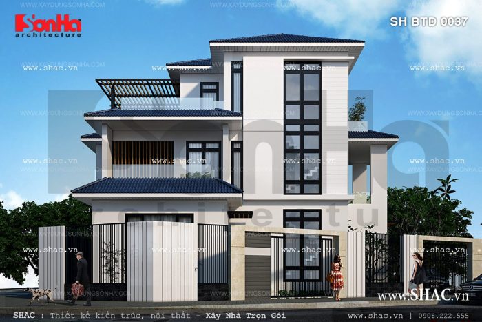Thiết kế biệt thự 3 tầng diện tích 150m2 Thiết kế biệt thự 3 tầng diện tích 150m2 BTD 0037