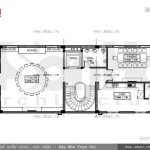 Bản vẽ mặt bằng nội thất tầng 3 của biệt thự sh btp 0080