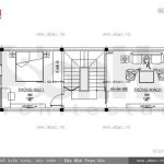 Bố trí công năng tầng 2 của nhà phố 60m2 sh nop 0094