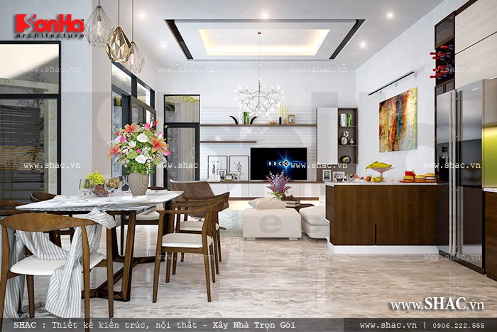 Không gian phòng ăn và phòng khách tại tầng 1 sh btd 0039