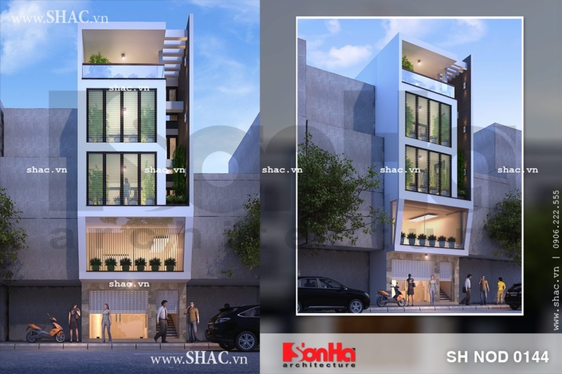 Nhà ống 5 tầng phong cách hiện đại sh nod 0144