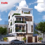 Mặt tiền rộng 8m của ngôi biệt thự 4 tầng hiện đại