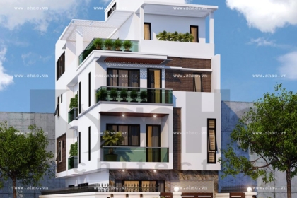 Mặt tiền rộng 8m của ngôi biệt thự 4 tầng hiện đại
