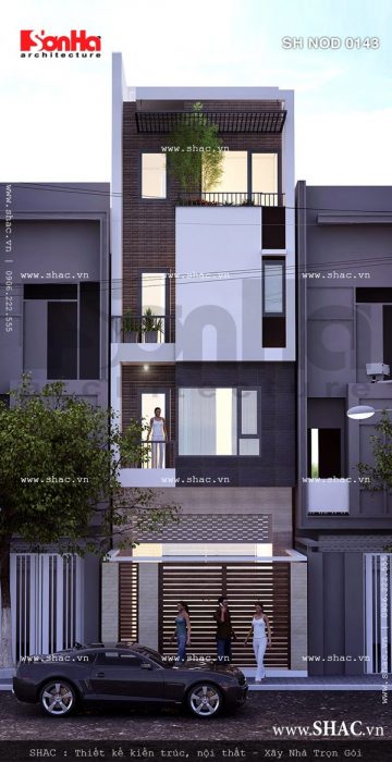Mặt tiền nhà ống hiện đại trẻ trung sh nod 0143