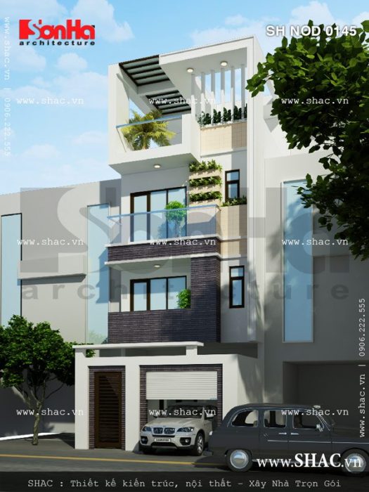 Mặt tiền nhà phố đẹp 4 tầng hiện đại sh nod 0145