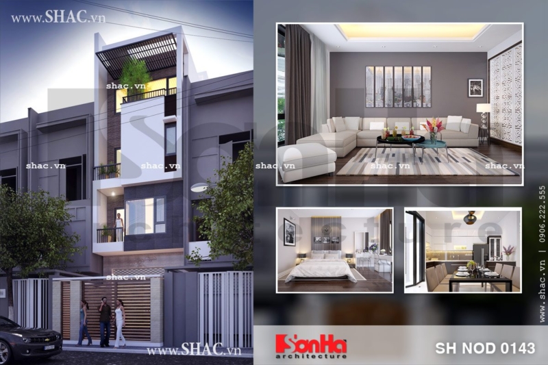 Thiết kế nhà ống 4 tầng mặt tiền hiện đại đẹp