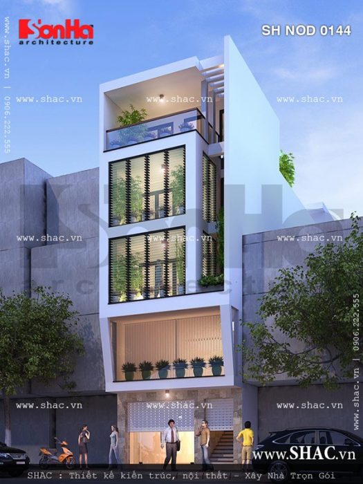 Nhà ống 5 tầng phong cách hiện đại sh nod 0144
