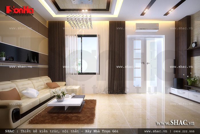 Nét đẹp trong thiết kế nội thất phòng khách hiện đại với rèm cao cấp màu sắc tinh tế 