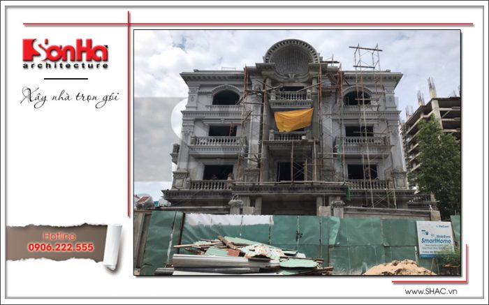 1 Ảnh thực tế thiết kế kiến trúc mặt tiền biệt thự pháp tại sài gòn