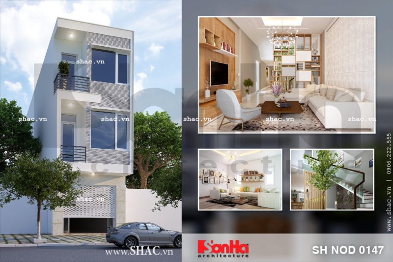 Thiết kế nhà ống 3 tầng mặt tiền 4m sh nod 0147