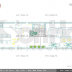 Bản vẽ công năng tầng 1 của ngôi nhà ống phong cách cổ điển với bố trí hợp lý