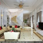 Không gian phòng khách tầng 1 rộng rãi sh btp 0083