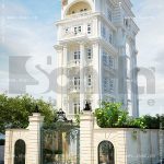 Mặt tiền ngôi biệt thự 6 tầng phong cách pháp đẹp sh btp 0083