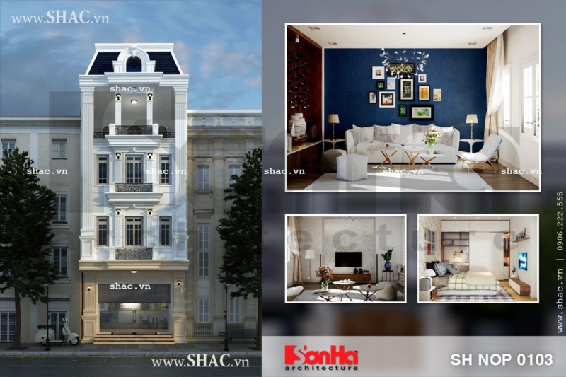 Nhà phố kiến trúc pháp mặt tiền 6m sh nop 0103