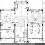 Bản vẽ mặt bằng công năng tầng 1 biệt thự pháp sh btp 0087