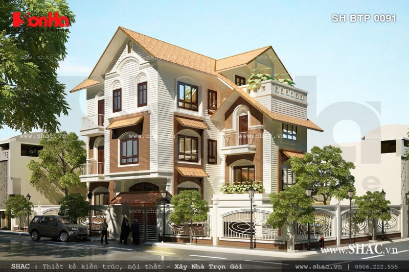 Biệt thự tân cổ điển 3 tầng đẹp sh btp 0091