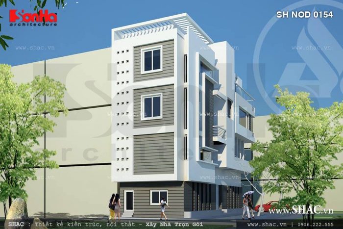Mặt tiền nhà ống hiện đại 4 tầng đẹp – SH NOD 0154 2