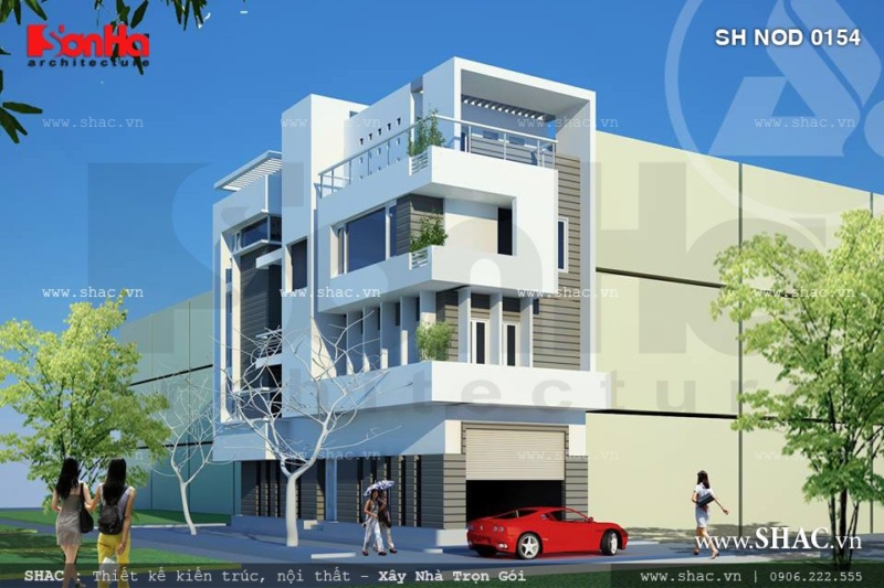 Mặt tiền nhà ống hiện đại 4 tầng đẹp – SH NOD 0154 1