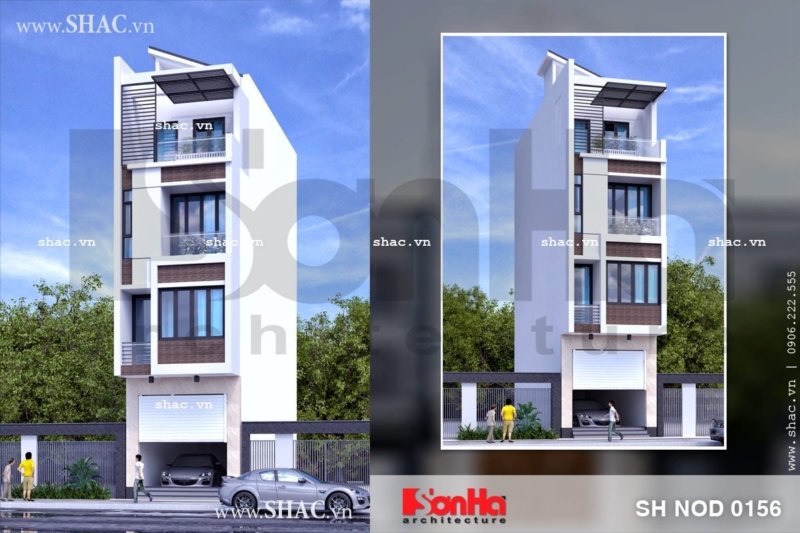 Mẫu nhà ống có mặt tiền hiện đại rộng 4m sh nod 0156