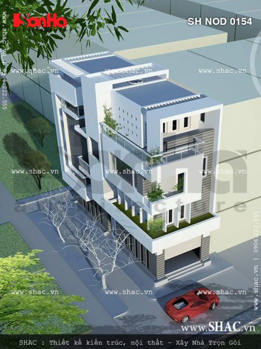 Mặt tiền nhà ống hiện đại 4 tầng đẹp – SH NOD 0154 3