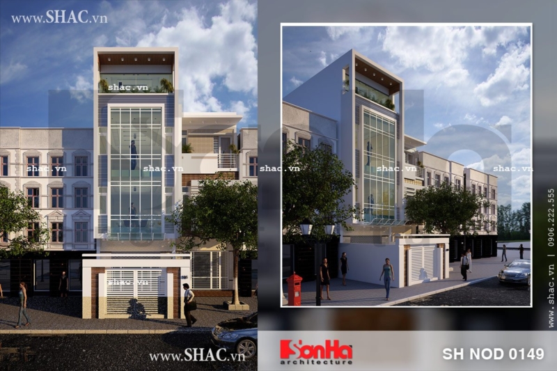 Nhà phố 4 tầng mặt tiền 5m hiện đại sh nod 0149