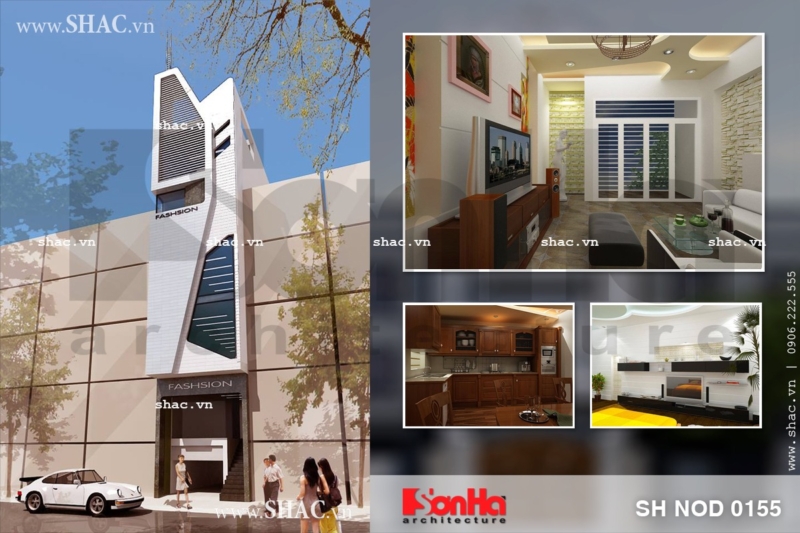 Mẫu nhà ống có mặt tiền độc đáo sh nod 0155