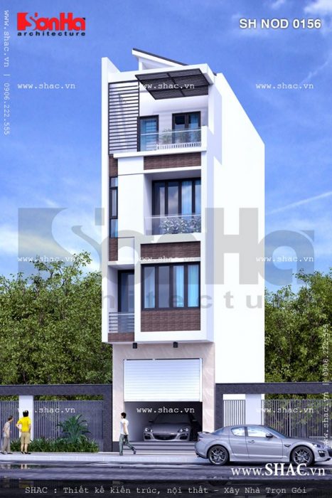 Ngôi nhà ống có mặt tiền hiện đại sh nod 0156