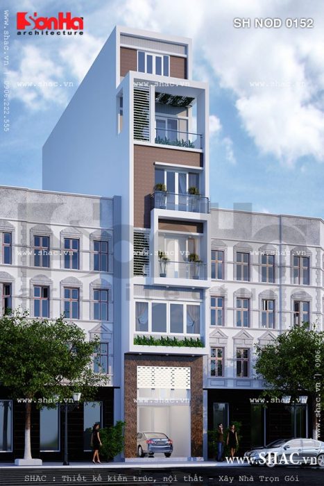 Thiết kế nhà ống hiện đại 6 tầng sh nod 0152