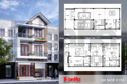 Thiết kế và bố trí công năng nhà phố mặt tiền rộng 7m sh nod 0150