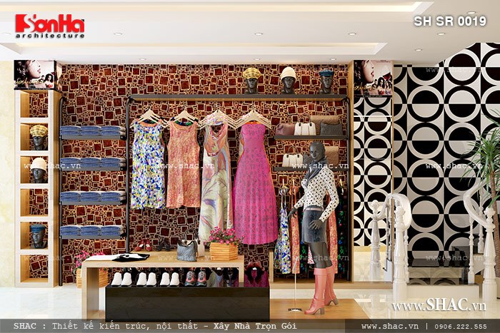 Trang trí shop quần áo đẹp và hiện đại sh sr 0019