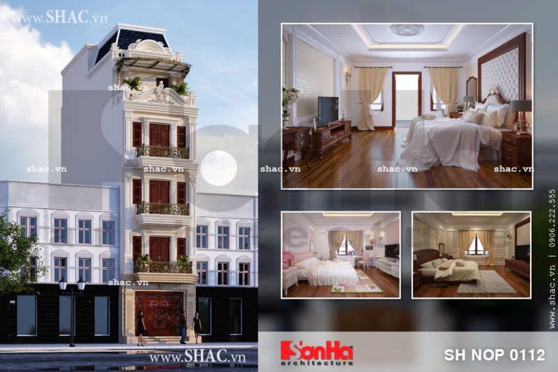 Mẫu thiết kế nhà ống kiến trúc cổ điển Pháp sh nop 0112