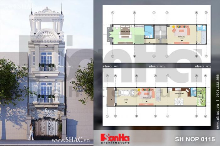 Phối cảnh thiết kế nhà phố kiến trúc cổ điển Pháp tại Hải Phòng sh nop 0115