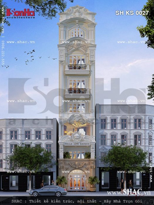 Thiết kế khách sạn mini phong cách cổ điển Pháp sh ks 0027