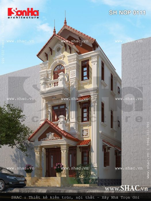 Phối cảnh kiến trúc nhà ống Pháp đẹp sh nop 0111