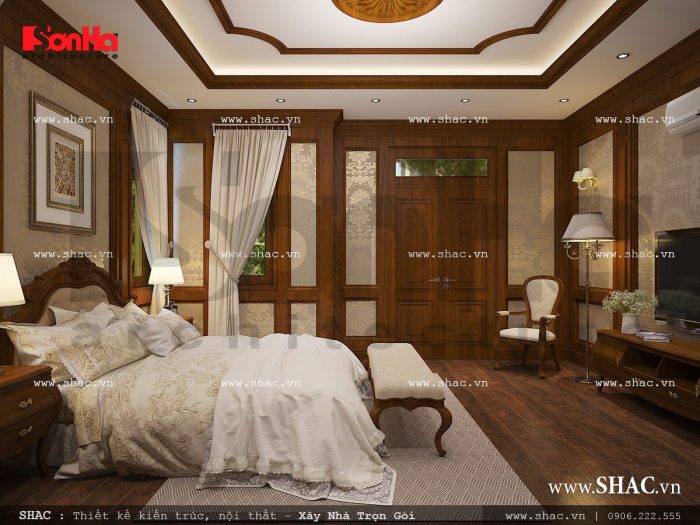 Thiết kế nội thất phòng ngủ bố mẹ cổ điển sh nop 0111