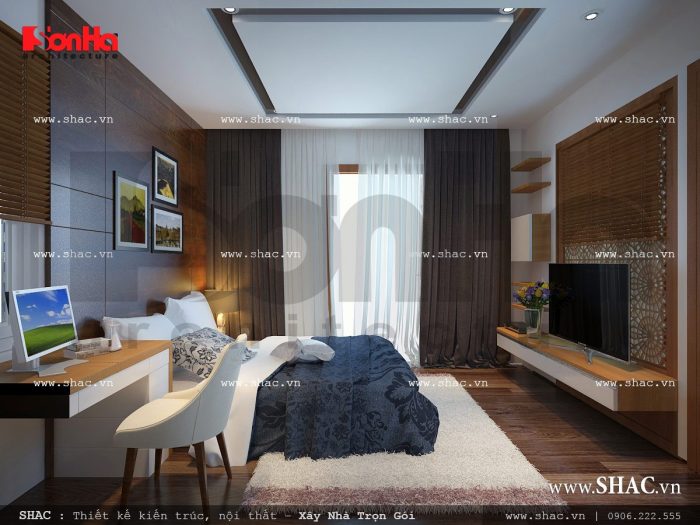 Mẫu thiết kế nội thất phòng ngủ 3 trẻ trung nhà ống cổ điển sh nop 0113