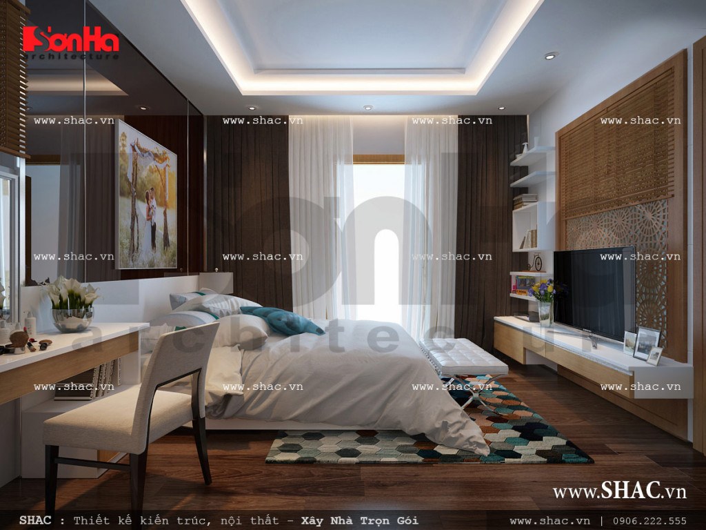 Mẫu thiết kế nội thất phòng ngủ 6 lãng mạn nhà ống cổ điển sh nop 0113