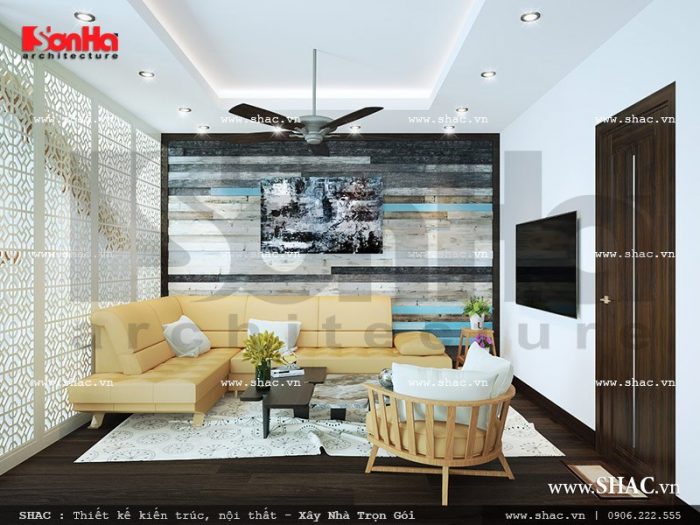 Thiết kế nội thất phòng sinh hoạt chung hiện đại sang trọng sh nod 0157