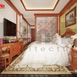 Thiết kế nội thất phòng ngủ kết hợp phòng làm việc cổ điển Pháp sh nop 0110