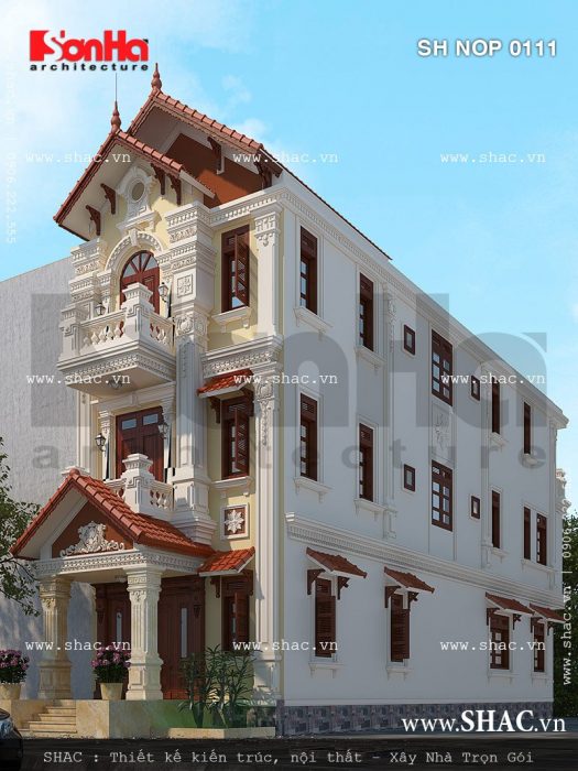 Thiết kế nhà phố kiến trúc Pháp sang trọng sh nop 0111