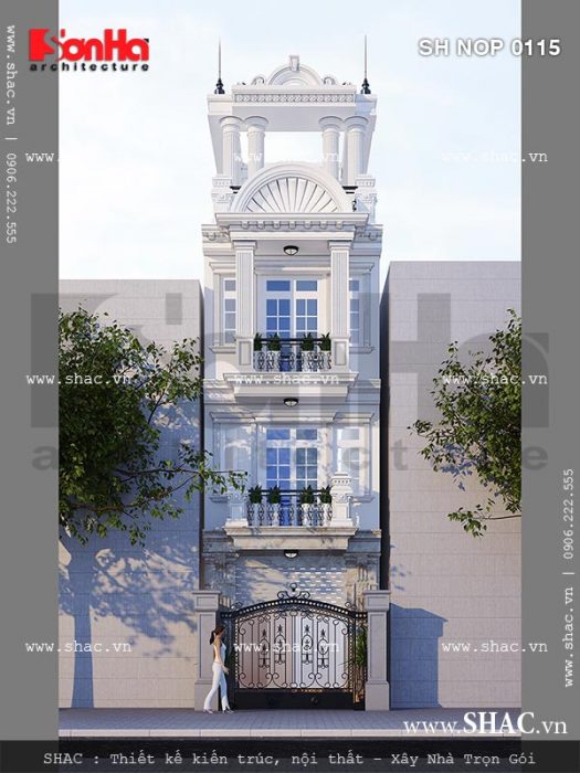 Mẫu thiết kế nhà phố kiến trúc cổ ddienr Pháp tại Hải Phòng sh nop 0115