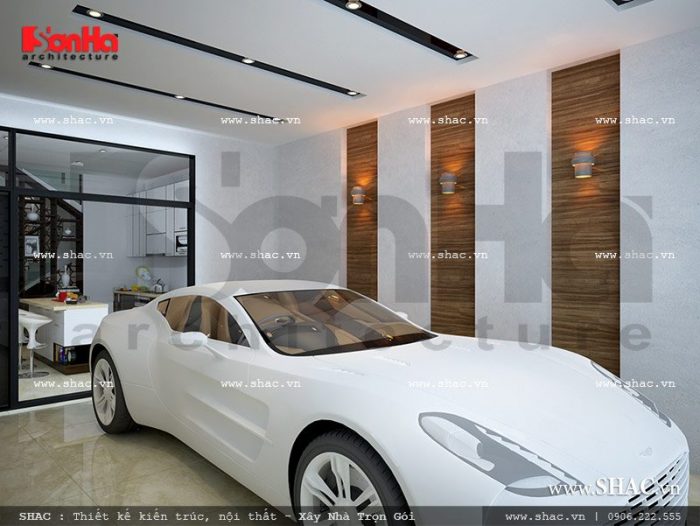 Thiết kế gara nhà ống hiện đại sh nod 0157